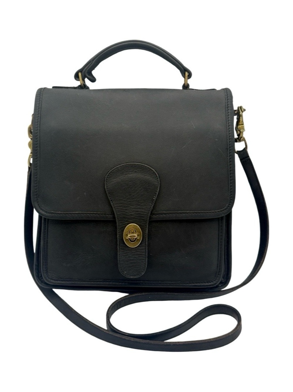 Vintage Coach Willis Station 5130 Black Leather Top Handle Crossbody USA